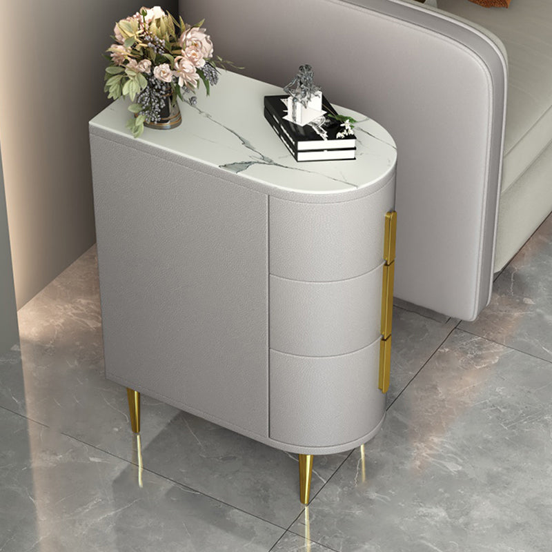 Glam 22.4-inch Tall Stone Top End Table Brass 4 Legs Sofa Side Table