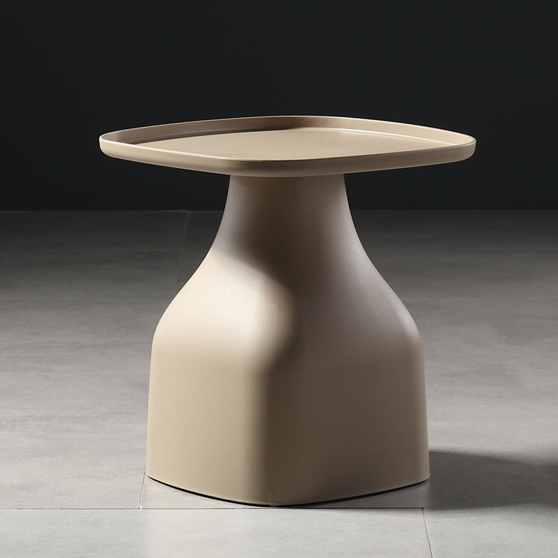 Scandinavian Round Tray Top Side End Table Plastic Pedestal End Table 19"L x 19"W x 20"H Light Khaki Clearhalo 'Coffee & Accent Tables' 'End & Side Tables' 'end_side_tables' 'furn' 'furn_end_side_tables' 'Furniture' 'Living Room Furniture' 5243422
