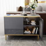 Rechthoekig ijzer 4 poten bijzettafel met twee ladjes eindtafel in grijs/zilver