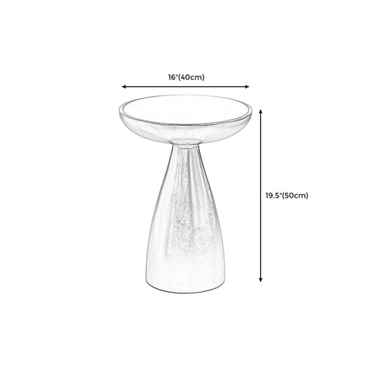 Mid-Century Modern Marble Round Top End Table Solid Wood Pedestal Side Table