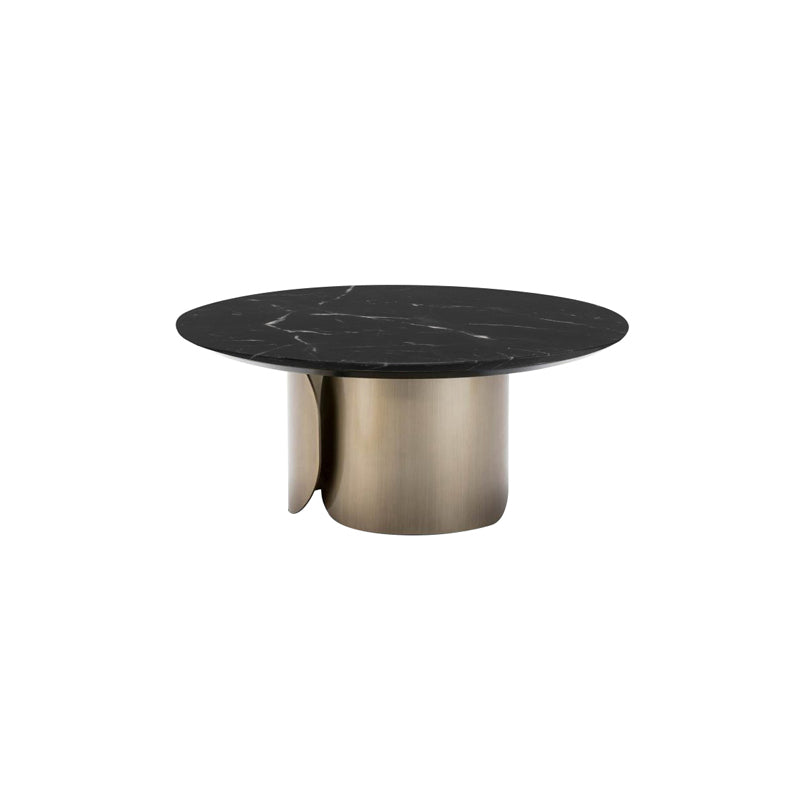 Contemporary Sintered Stone Side End Table with Metal Abstract Base Black Clearhalo 'Coffee & Accent Tables' 'End & Side Tables' 'end_side_tables' 'furn' 'furn_end_side_tables' 'Furniture' 'Living Room Furniture' 5243547
