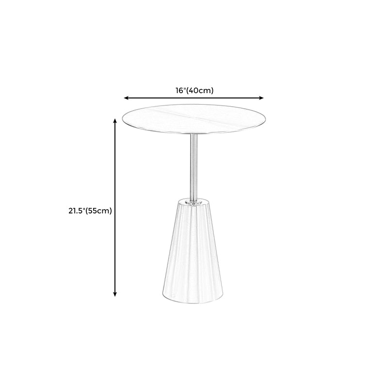 Zeitgenössischer rostfreier Stahlrund -Side -End -Endtisch mit Metallpodestbein