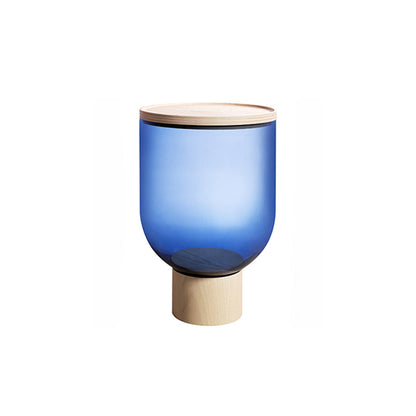 Contemporary Style Round Side End Table Pedestal Glass Side Table 14"L x 14"W x 20.5"H Natural