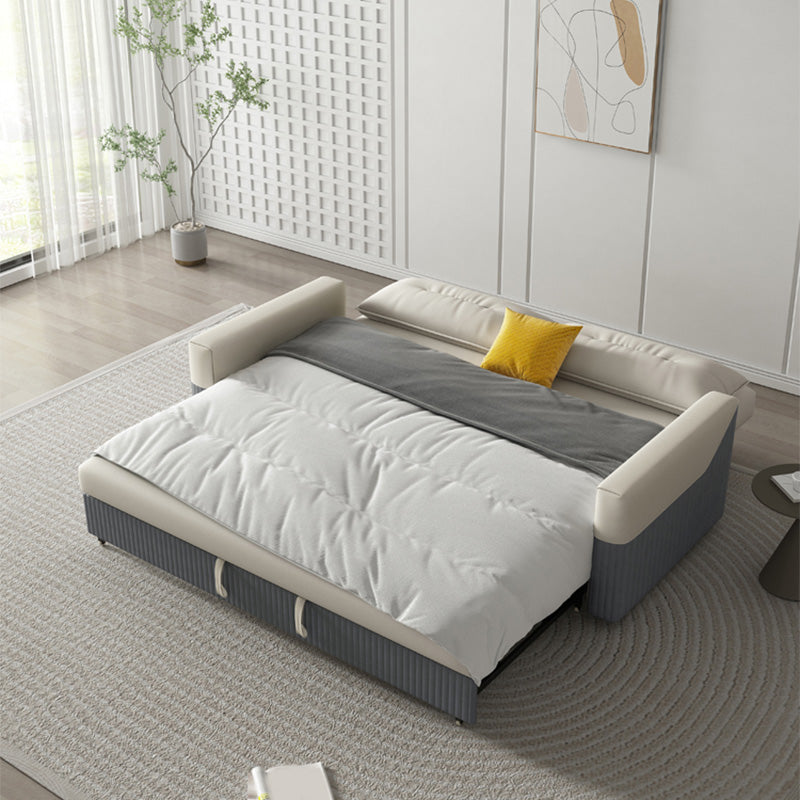 Grijs en wit cabriolet lederen bank vierkante armbekbed met houten frame