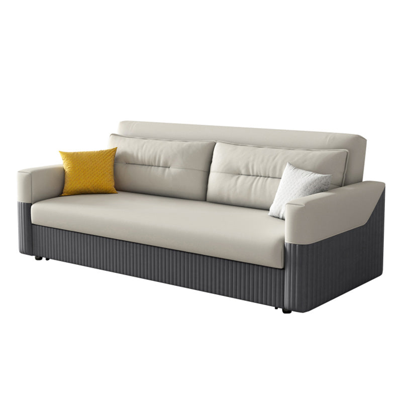 Grijs en wit cabriolet lederen bank vierkante armbekbed met houten frame