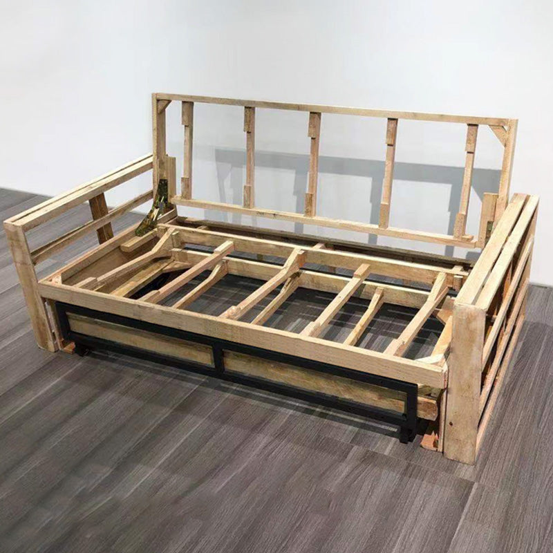 Canapé-canapé en cuir en cuir gris et blanc canapé-lit avec cadre en bois