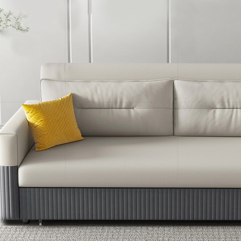 Grijs en wit cabriolet lederen bank vierkante armbekbed met houten frame