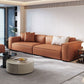 Moderner Stoff und Ochsenleder weiß/orange rechteckiges Sofa