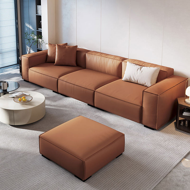 Tissu de style moderne et canapé rectangulaire blanc en cuir / orange