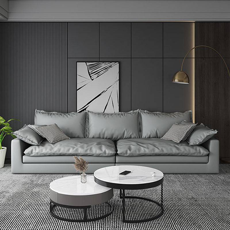 29.53 "H faux lederen vierkante arm moderne bank met kussens voor woonkamer