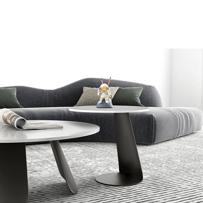 Slate and Metal Round 3 Legs Coffee Table Modern Table for Living Room Clearhalo 'Coffee & Accent Tables' 'Coffee Tables' 'coffee_tables' 'furn' 'furn_coffee_tables' 'Furniture' 'Living Room Furniture' 5243778