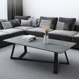 Trestle Marble Cocktail Table Contemporary Rectangular Coffee Table Clearhalo 'Coffee & Accent Tables' 'Coffee Tables' 'coffee_tables' 'furn' 'furn_coffee_tables' 'Furniture' 'Living Room Furniture' 5243785