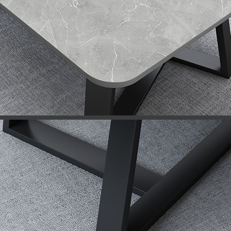 Trestle Marble Cocktail Table Contemporary Rectangular Coffee Table Clearhalo 'Coffee & Accent Tables' 'Coffee Tables' 'coffee_tables' 'furn' 'furn_coffee_tables' 'Furniture' 'Living Room Furniture' 5243791