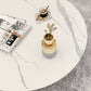 Modern Black and White Pedestal Coffee Table Round Slate and Metal Table Clearhalo 'Coffee & Accent Tables' 'Coffee Tables' 'coffee_tables' 'furn' 'furn_coffee_tables' 'Furniture' 'Living Room Furniture' 5243809