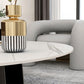 Modern Black and White Pedestal Coffee Table Round Slate and Metal Table Clearhalo 'Coffee & Accent Tables' 'Coffee Tables' 'coffee_tables' 'furn' 'furn_coffee_tables' 'Furniture' 'Living Room Furniture' 5243810