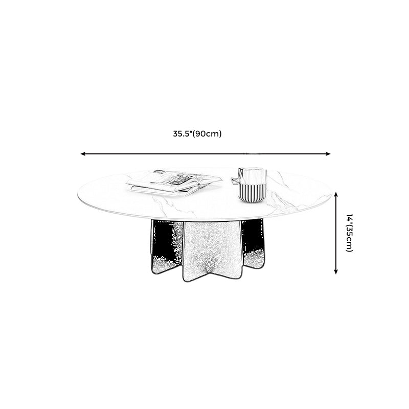 Modern Black and White Pedestal Coffee Table Round Slate and Metal Table Clearhalo 'Coffee & Accent Tables' 'Coffee Tables' 'coffee_tables' 'furn' 'furn_coffee_tables' 'Furniture' 'Living Room Furniture' 5243819