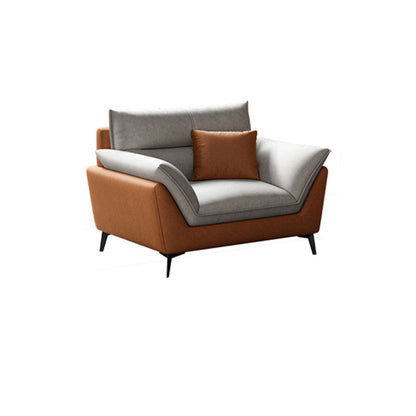 Cream Faux Leather High Back Pillow Top Arm Sofa/Sectional with Stain-Resistant