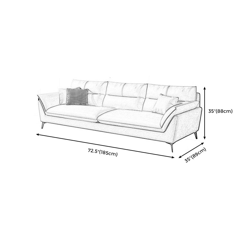 Cream Faux Leather High Back Pillow Top Arm Sofa/Sectional with Stain-Resistant Clearhalo 'furn' 'furn_sectionals' 'Furniture' 'Living Room Furniture' 'Sectionals' 5244346