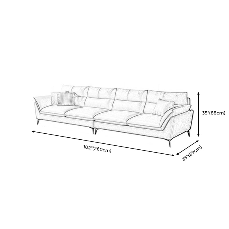 Cream Faux Leather High Back Pillow Top Arm Sofa/Sectional with Stain-Resistant Clearhalo 'furn' 'furn_sectionals' 'Furniture' 'Living Room Furniture' 'Sectionals' 5244348