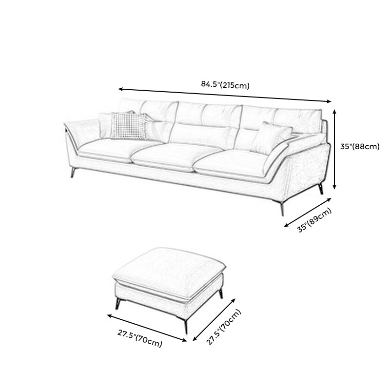Cream Faux Leather High Back Pillow Top Arm Sofa/Sectional with Stain-Resistant
