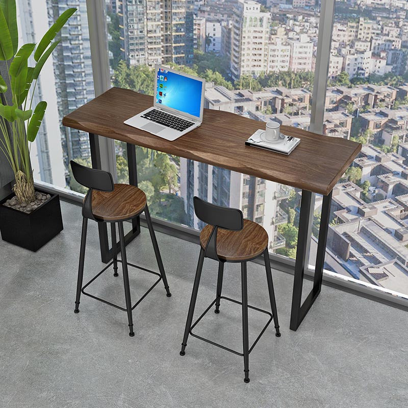 Dennenhout balktafel industriële staaftafel met ijzeren sleeënbasis