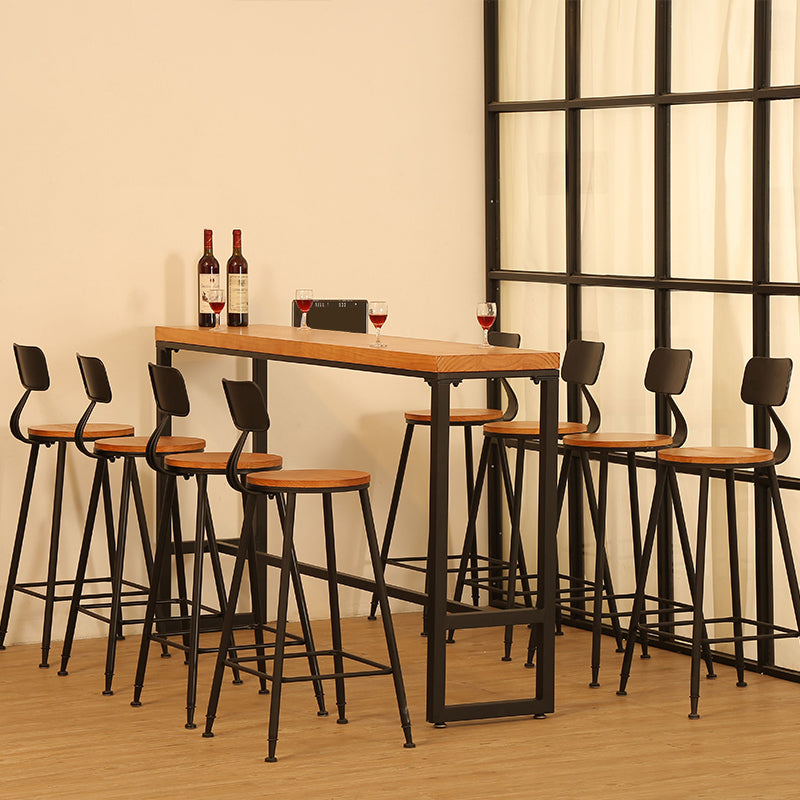 Industrial Trestle Cocktail Bar Table Solid Wood Rectangle Counter Table