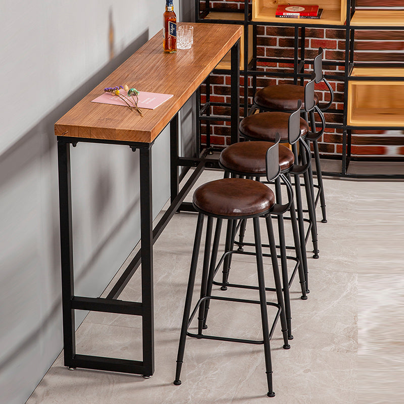 Industrial Trestle Cocktail Bar Table Solid Wood Rectangle Counter Table