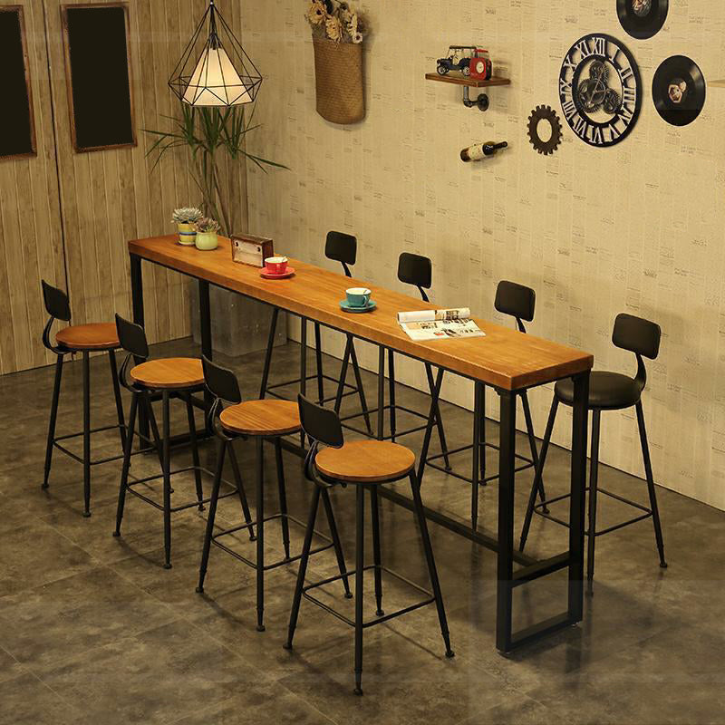 Industrial Rectangle Bistro Bar Desk Coffee Shop Trestle Bistro Bar Table 78.7"L x 15.7"W x 41.3"H Without Chairs Clearhalo 'Bar Furniture' 'Bar Tables' 'bar_tables' 'furn' 'furn_bar_tables' 'Furniture' 'Kitchen & Dining Furniture' 5245396