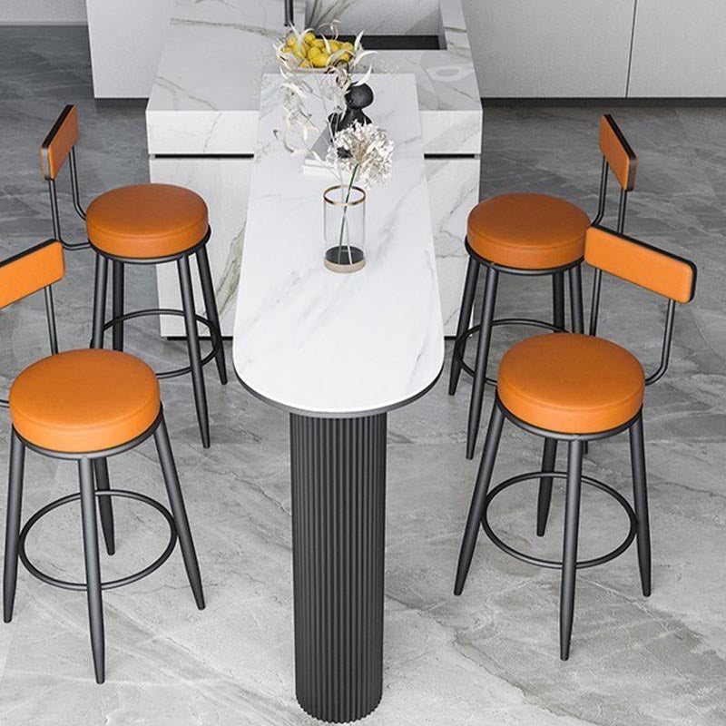Nordic Style Stone Top Bar Table 42-inch Height Metal Pedestal Bistro Table Clearhalo 'Bar Furniture' 'Bar Tables' 'bar_tables' 'furn' 'furn_bar_tables' 'Furniture' 'Kitchen & Dining Furniture' 5245447