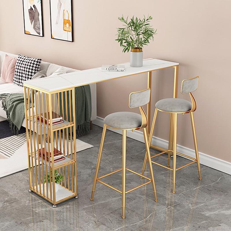 Modern Style Bar Table Stone Storage Top Pub Table for Living Room Clearhalo 'Bar Furniture' 'Bar Tables' 'bar_tables' 'furn' 'furn_bar_tables' 'Furniture' 'Kitchen & Dining Furniture' 5245466