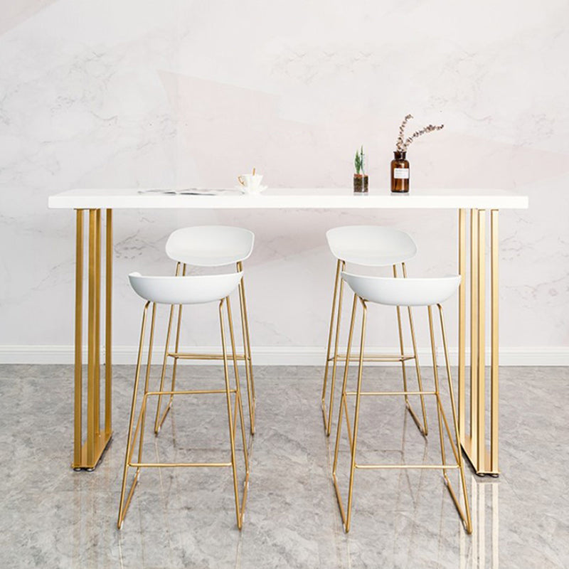Glam Style Bar Table 42-inch Height Wood Top Bistro Table with Gold Pedestal Clearhalo 'Bar Furniture' 'Bar Tables' 'bar_tables' 'furn' 'furn_bar_tables' 'Furniture' 'Kitchen & Dining Furniture' 5245547