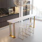 Glam Style Bar Table 42-inch Height Wood Top Bistro Table with Gold Pedestal Clearhalo 'Bar Furniture' 'Bar Tables' 'bar_tables' 'furn' 'furn_bar_tables' 'Furniture' 'Kitchen & Dining Furniture' 5245548