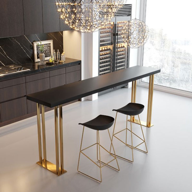 Glam Style Bar Table 42-inch Height Wood Top Bistro Table with Gold Pedestal Clearhalo 'Bar Furniture' 'Bar Tables' 'bar_tables' 'furn' 'furn_bar_tables' 'Furniture' 'Kitchen & Dining Furniture' 5245550