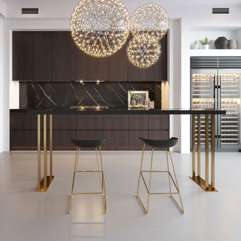 Glam Style Bar Table 42-inch Height Wood Top Bistro Table with Gold Pedestal Clearhalo 'Bar Furniture' 'Bar Tables' 'bar_tables' 'furn' 'furn_bar_tables' 'Furniture' 'Kitchen & Dining Furniture' 5245551
