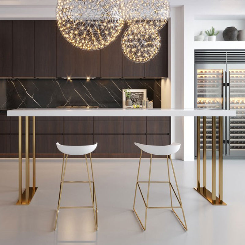 Glam Style Bar Table 42-inch Height Wood Top Bistro Table with Gold Pedestal Clearhalo 'Bar Furniture' 'Bar Tables' 'bar_tables' 'furn' 'furn_bar_tables' 'Furniture' 'Kitchen & Dining Furniture' 5245552
