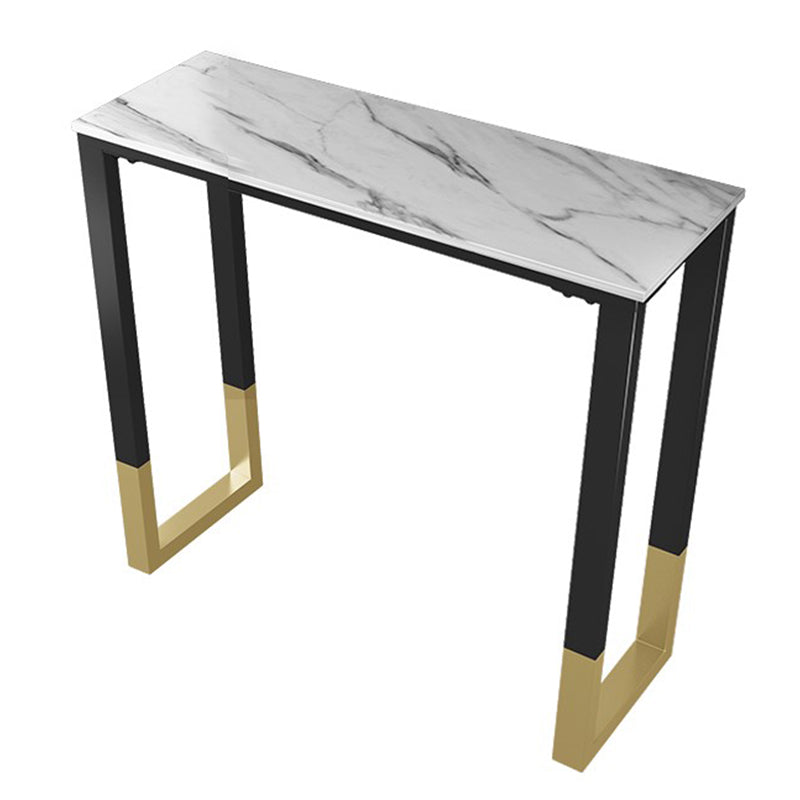 Glam Style Bar Tabel 42-inch Hoogte Stone Top Bistro Tafel met gouden voetstuk