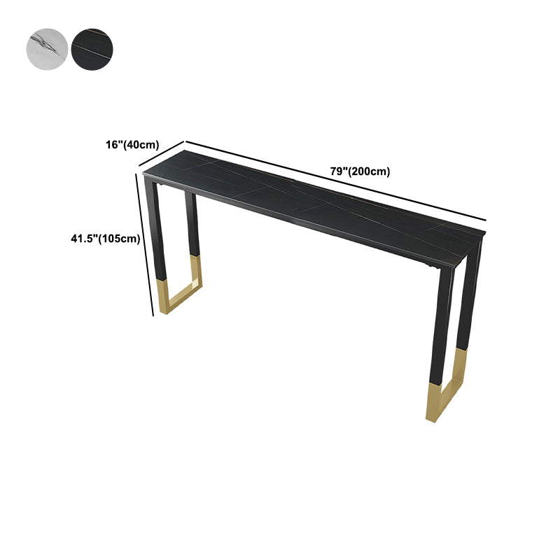 Glam Style Bar Tabel 42-inch Hoogte Stone Top Bistro Tafel met gouden voetstuk