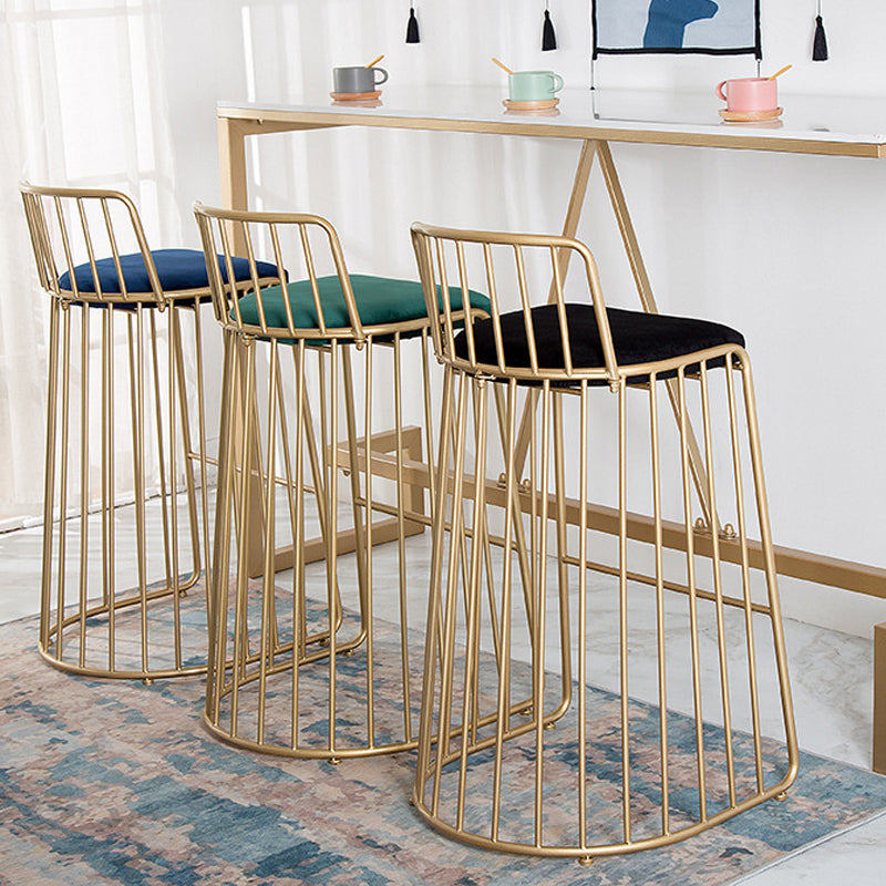 Glam Style Upholstered Bar Stools Armless Low Back Stools with Metal Base Clearhalo 'Bar Furniture' 'Bar Stools' 'bar_stools' 'furn' 'furn_bar_stools' 'Furniture' 'Kitchen & Dining Furniture' 5245640
