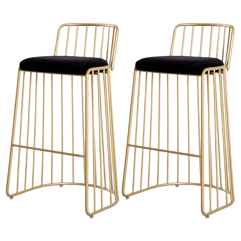 Glam Style Upholstered Bar Stools Armless Low Back Stools with Metal Base Black-Gold 2 Piece Set Clearhalo 'Bar Furniture' 'Bar Stools' 'bar_stools' 'furn' 'furn_bar_stools' 'Furniture' 'Kitchen & Dining Furniture' 5245641