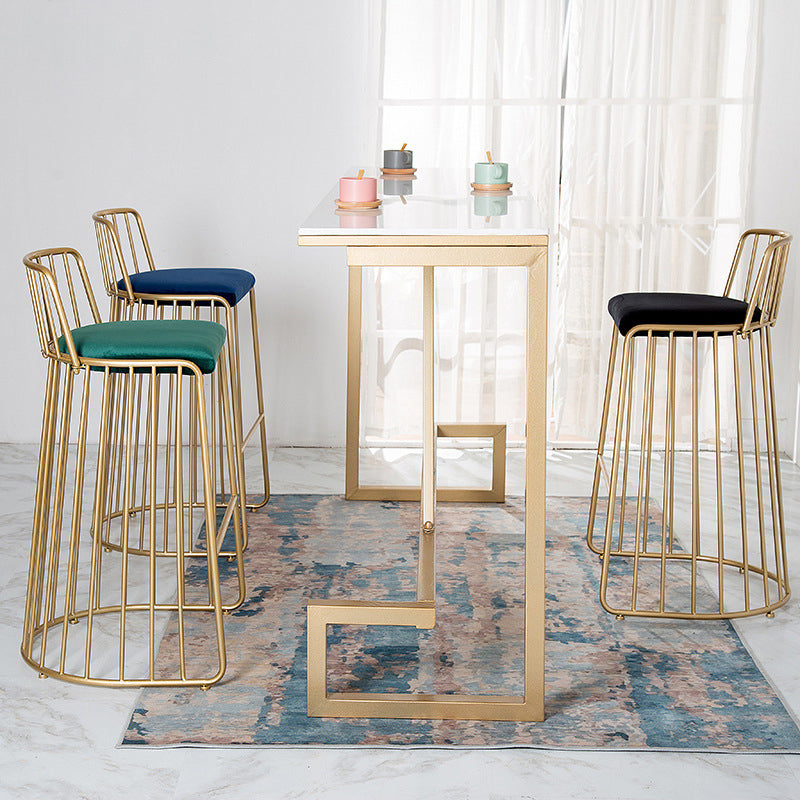 Glam Style Upholstered Bar Stools Armless Low Back Stools with Metal Base Clearhalo 'Bar Furniture' 'Bar Stools' 'bar_stools' 'furn' 'furn_bar_stools' 'Furniture' 'Kitchen & Dining Furniture' 5245645