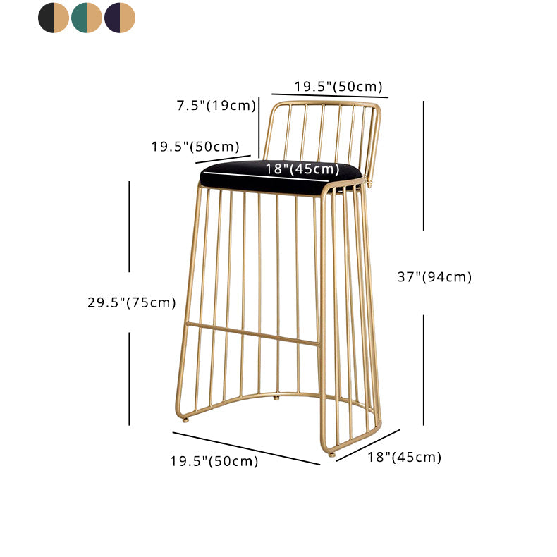 Tabourets de bar rembourrés de style glamour tabourets de dos bas sans base avec base en métal