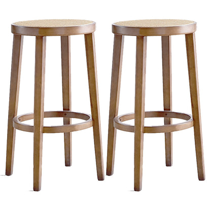 Sgabello da bar rotondo moderno a back-slool con gambe in legno
