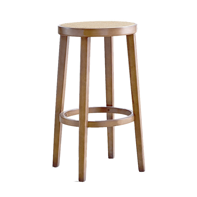 Sgabello da bar rotondo moderno a back-slool con gambe in legno