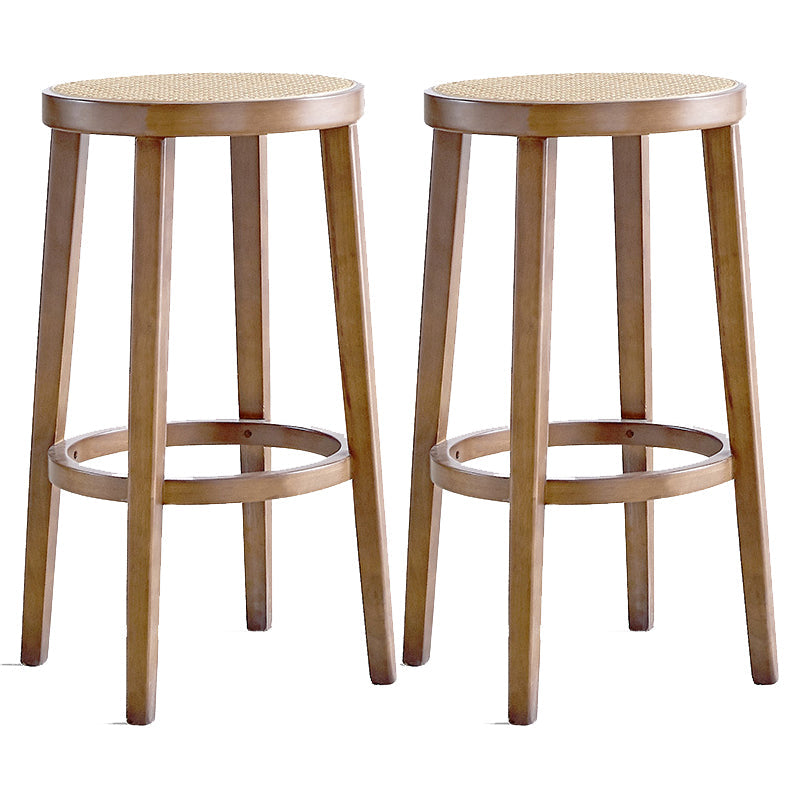 Contemporary Design Solid Wood Bar Stools Wicker Backless Stools Wood 2 Piece Set Clearhalo 'Bar Furniture' 'Bar Stools' 'bar_stools' 'furn' 'furn_bar_stools' 'Furniture' 'Kitchen & Dining Furniture' 5245682