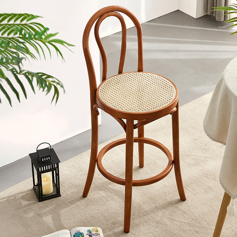 Moderne lage rug bark-stoel ronde aanrechtbark ontlasting met houten benen