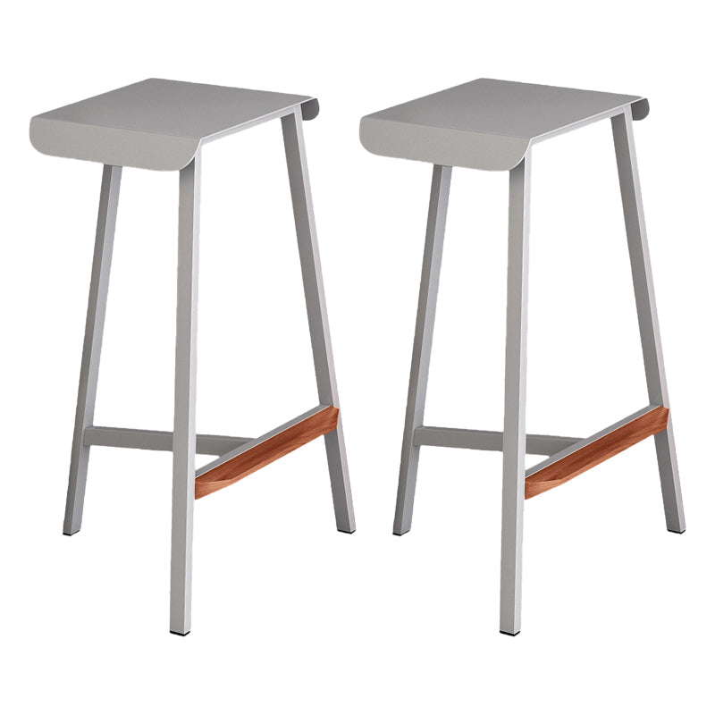 Modern Armless Backless Counter Stool Iron Cafe Bar Stool with Seat and Pedal Grey 2 Piece Set Clearhalo 'Bar Furniture' 'Bar Stools' 'bar_stools' 'furn' 'furn_bar_stools' 'Furniture' 'Kitchen & Dining Furniture' 5245731