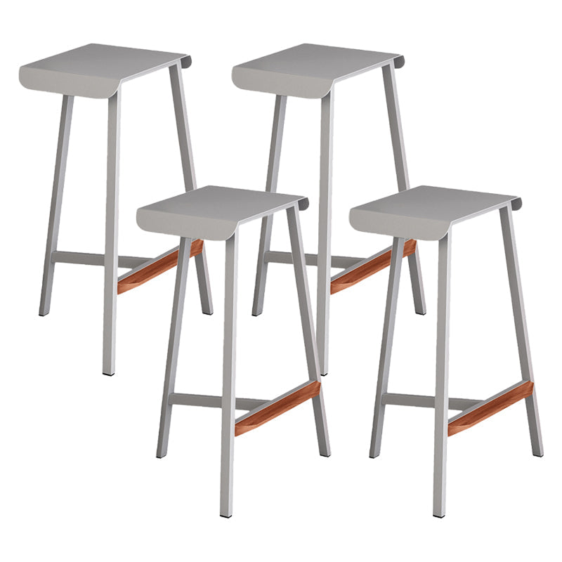 Modern Armless Backless Counter Stool Iron Cafe Bar Stool with Seat and Pedal Grey 4 Piece Set Clearhalo 'Bar Furniture' 'Bar Stools' 'bar_stools' 'furn' 'furn_bar_stools' 'Furniture' 'Kitchen & Dining Furniture' 5245732