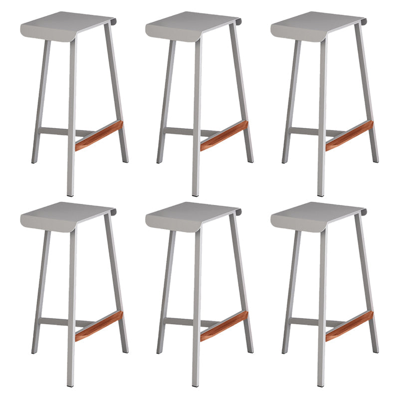 Modern Armless Backless Counter Stool Iron Cafe Bar Stool with Seat and Pedal Grey 6 Piece Set Clearhalo 'Bar Furniture' 'Bar Stools' 'bar_stools' 'furn' 'furn_bar_stools' 'Furniture' 'Kitchen & Dining Furniture' 5245735