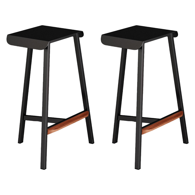 Modern Armless Backless Counter Stool Iron Cafe Bar Stool with Seat and Pedal Black 2 Piece Set Clearhalo 'Bar Furniture' 'Bar Stools' 'bar_stools' 'furn' 'furn_bar_stools' 'Furniture' 'Kitchen & Dining Furniture' 5245746