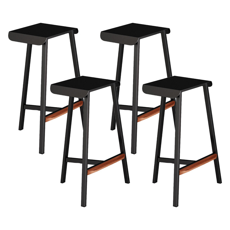 Modern Armless Backless Counter Stool Iron Cafe Bar Stool with Seat and Pedal Black 4 Piece Set Clearhalo 'Bar Furniture' 'Bar Stools' 'bar_stools' 'furn' 'furn_bar_stools' 'Furniture' 'Kitchen & Dining Furniture' 5245747